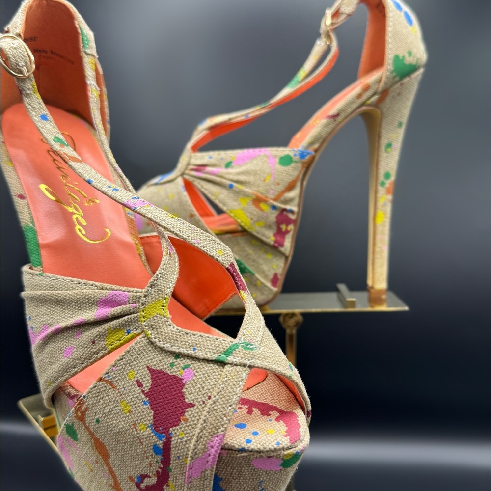 Privileged Multicolor Splatter Heels - image 1